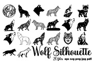 Wolf Silhouette Vector Bundle, an Animal Illustration by Designer_Momina (Thumbnail 1 of 21)