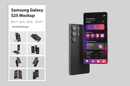 Samsung Galaxy S25 Mockup, a Wearable Device Mockup by Graphic Deal
