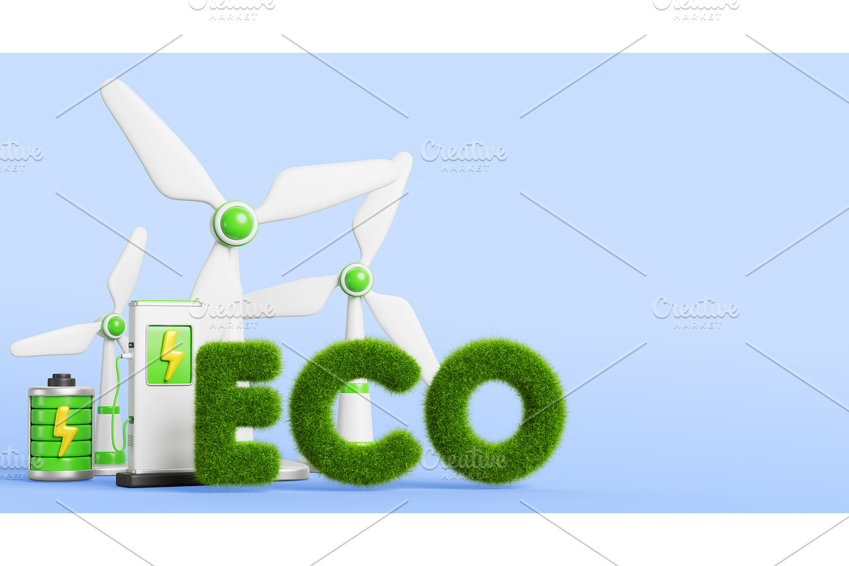 3d eco friendly background with wind, a Technology Illustration by Marozhkastudio
