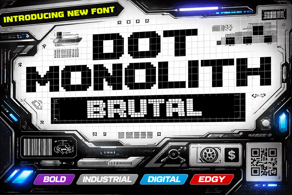 Dot Monolith Brutal, a Symbol Font by Art StoreID (Photo 1 of 10)