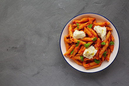 Homemade Penne Alla Vodka With Bacon, Cheese and Basil. Copy spa, a Food & Drink Photo by LiudmylaChuhunova
