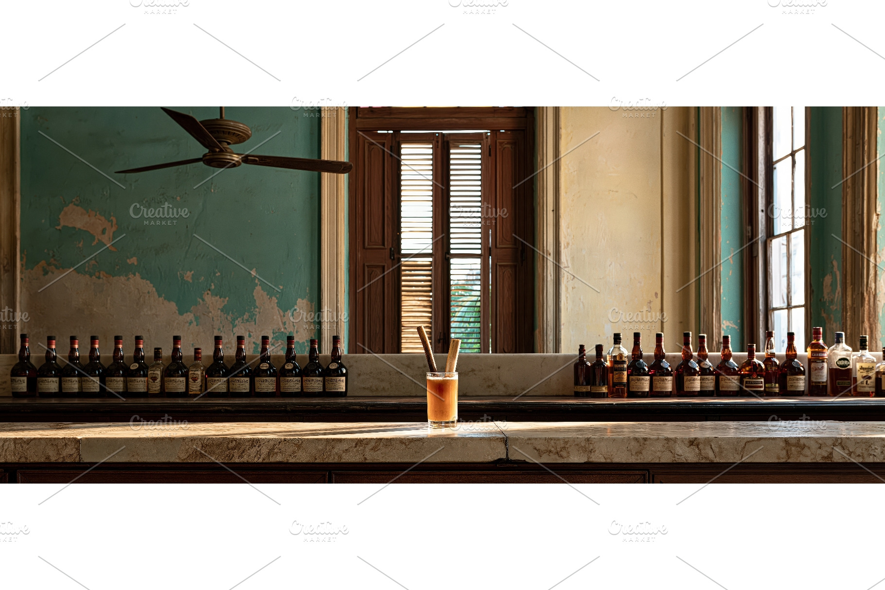 Vintage Cuban Bar With Rum Cocktail, a Food & Drink Photo by piter.goskov