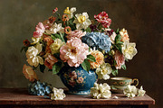 Still life oil painting with vibrant spring flowers, peonies, hy, an Illustration by Studio ANNA (Thumbnail 2 of 2)