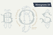 New Wedding Monograms fonts set, a Script Font by kaer_shop (Thumbnail 1 of 9)