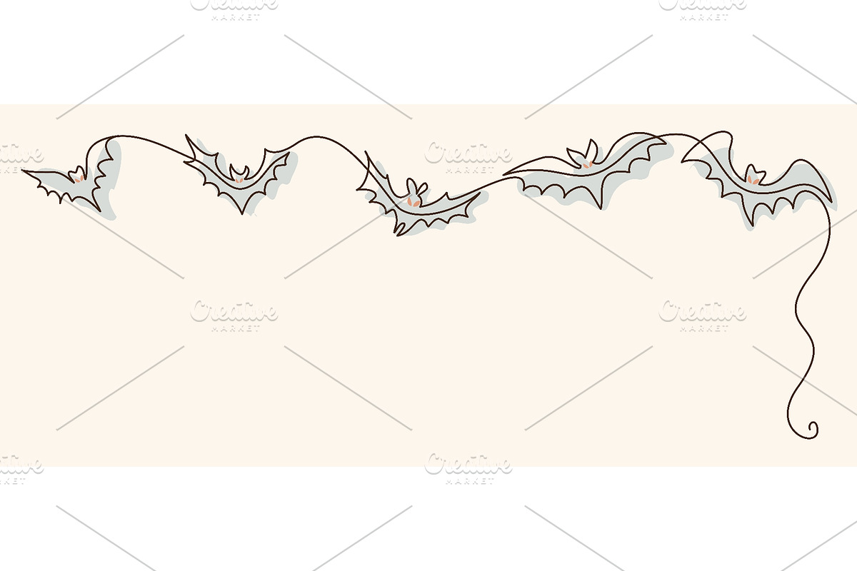 Halloween corner border with flying, a Seasonal Illustration by Valenty (Photo 1 of 3)