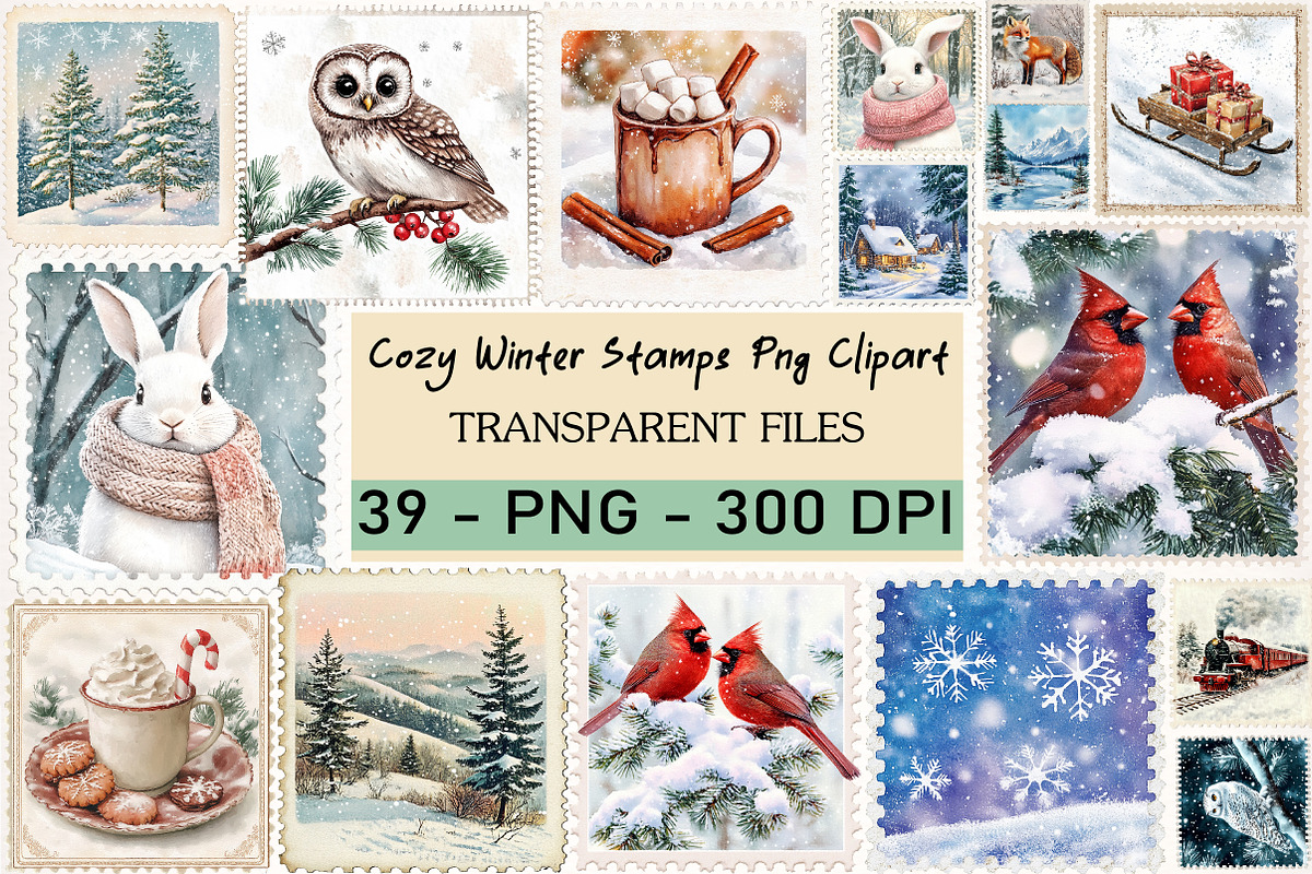 Cozy Winter Stamps Png Clipart, a Transportation Illustration by Digital Artistic99 (Photo 1 of 10)