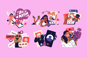 Love search, online dating app set, a Person Illustration by PaperTrident