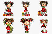 Quirky Christmas girl Clipart, an Illustration by CreationArt (Thumbnail 4 of 5)