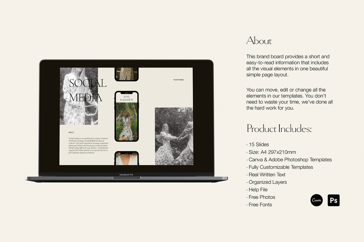 CANVA PS Brand Board Presentations, a Presentation Template by Love Radiation Studio (Photo 2 of 17)