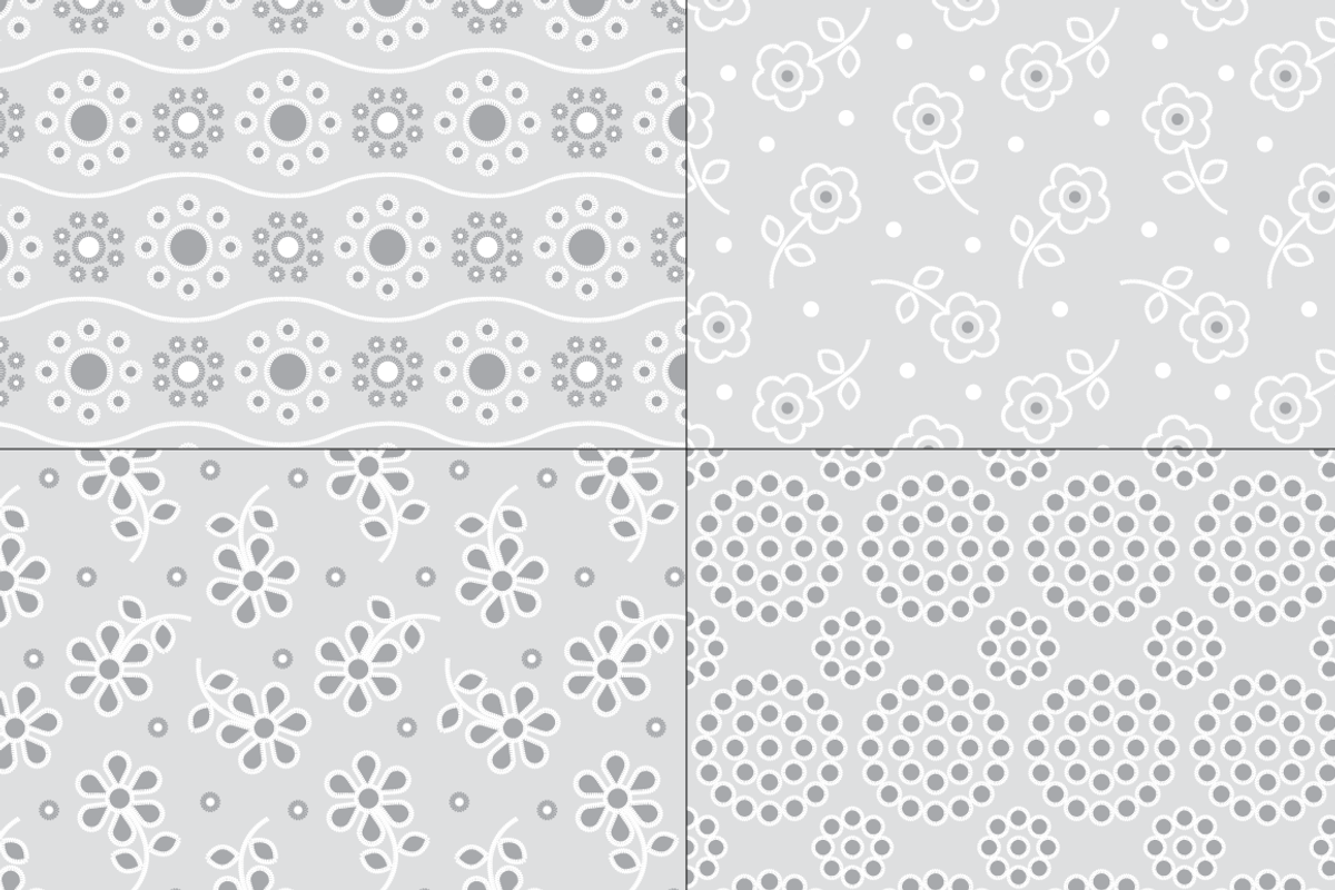 Seamless Gray Eyelet Patterns preview 5