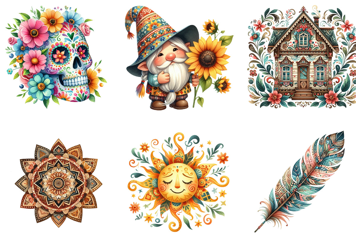Happy Summer Folk Art Collection PNG, an Illustration by DreamArtGraphic (Photo 3 of 4)