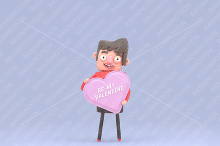 Lovely man holding a pink love heart