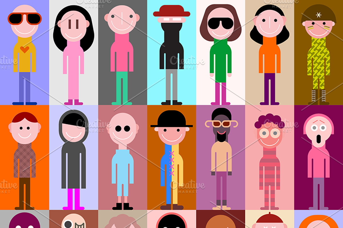 Large Set Of People Vector Portraits, a Person Illustration by danjazzia