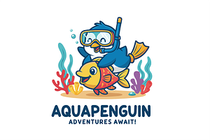 Aqua Penguin Logo, an Animal Illustration by Izdihaar_Studio