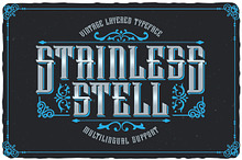 Stainless Steel Vintage Layered Font
