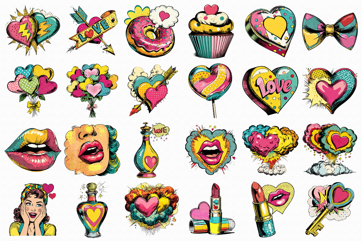 Pop Art Valentine Clipart, an Illustration by Libby Wishes (Photo 2 of 9)