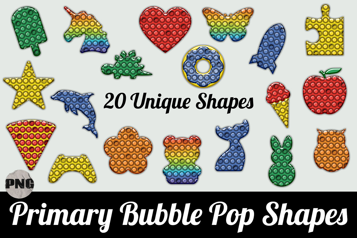 Primary Color Bubble Pop Shapes, an Object Graphic by AlexandHer Digital Art (Photo 1 of 5)