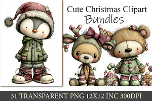 Cute Christmas Clipart, an Illustration by cherrydesign
