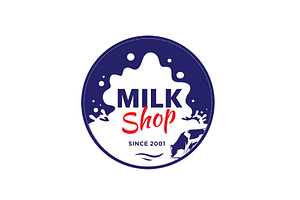 Milk Shop Vector Logo Design