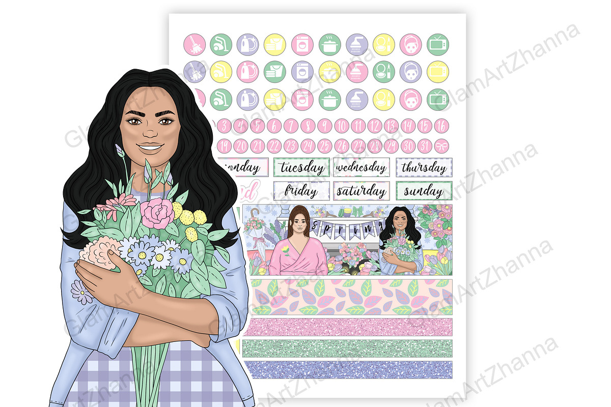 Spring Printable Stickers 2x1,5, a Stationery Template by GlamArtZhanna