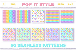 Pop It Fidget Toy Pastel Pattern Set