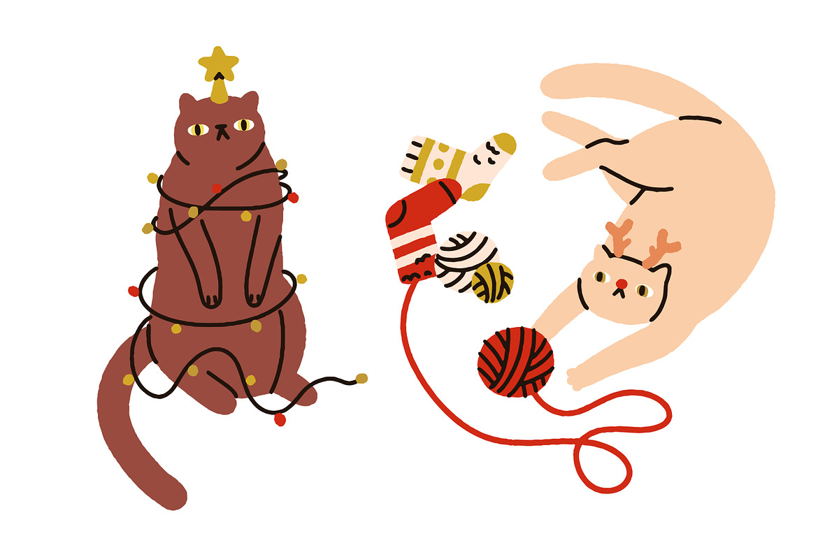 Cute, funny Christmas cats set, an Animal Illustration by Good Studio (Photo 14 of 22)