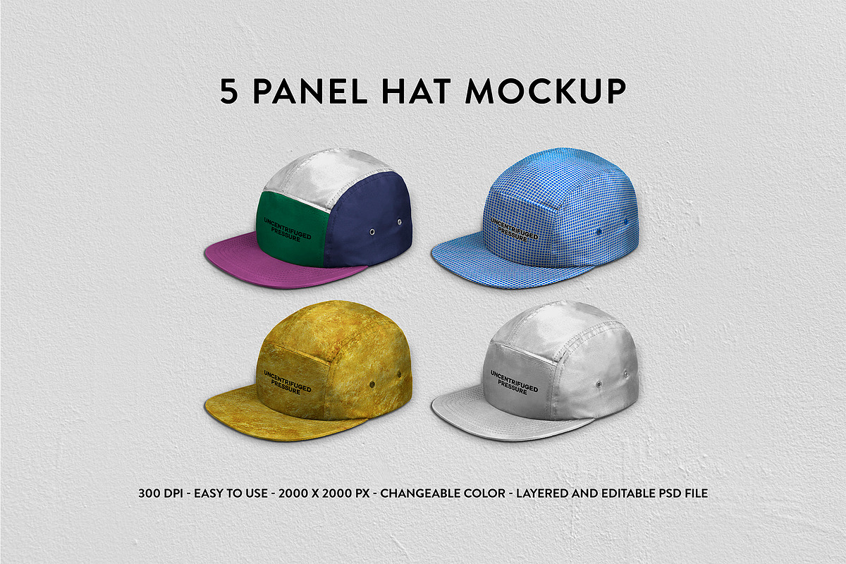Five Panels Mockup, a Hat Mockup by Uncentrifuged Pressure (Photo 1 of 6)