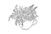Floral Teacup Line Art Bundle, an Illustration by Gfx_Store (Thumbnail 2 of 51)