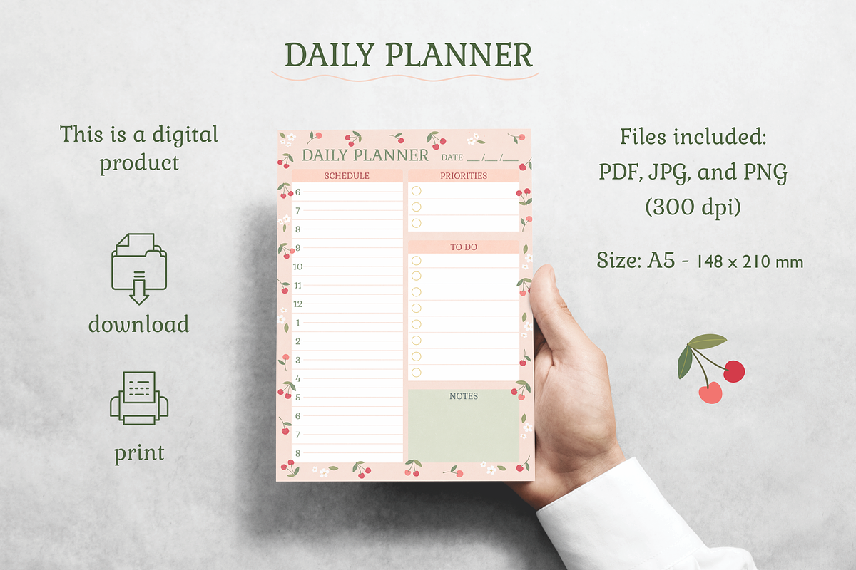 Cherry Planner & Shopping List, a Stationery Template by Nina Bered Illustration (Photo 2 of 4)