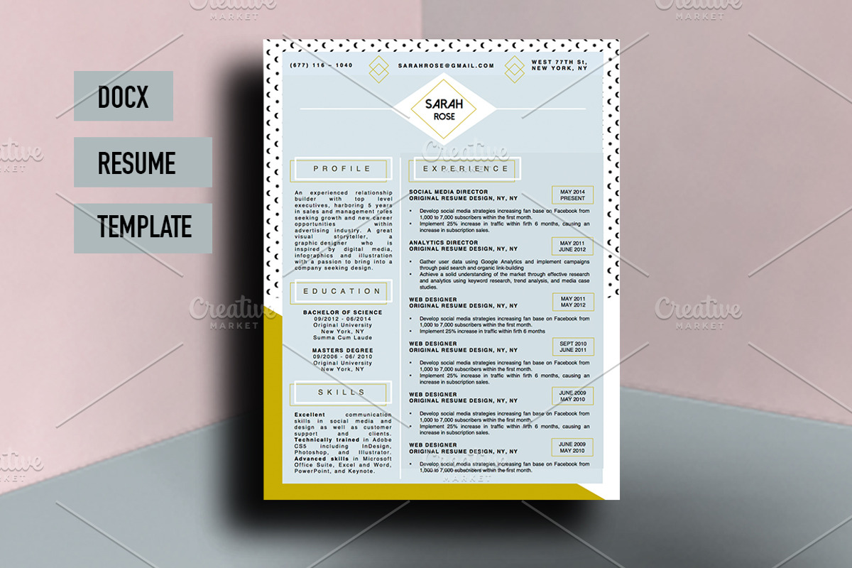 Sarah Rose Beautiful Resume Template, a Resume Template by Stand Out Shop (Photo 1 of 3)