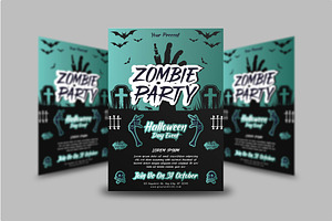 Zombie Party Halloween Event Day, a Flyer Template by Artnivora.Std