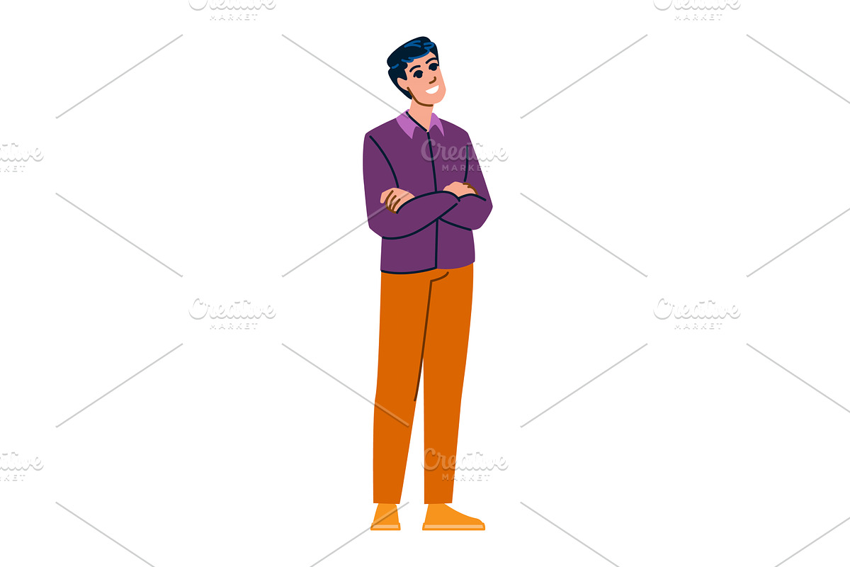 Confident businessman smiling with, a Person Illustration by pikepicture