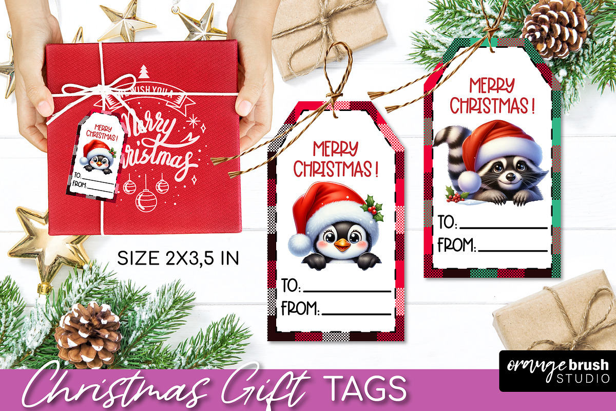 Cute Christmas Printable Gift Tags, a Seasonal Illustration by Orange Brush Studio (Photo 3 of 10)