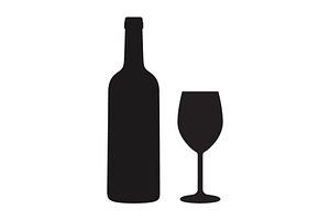 Glass and bottle of wine icon logo, a Branding & Logo Template by Rhealea_Design