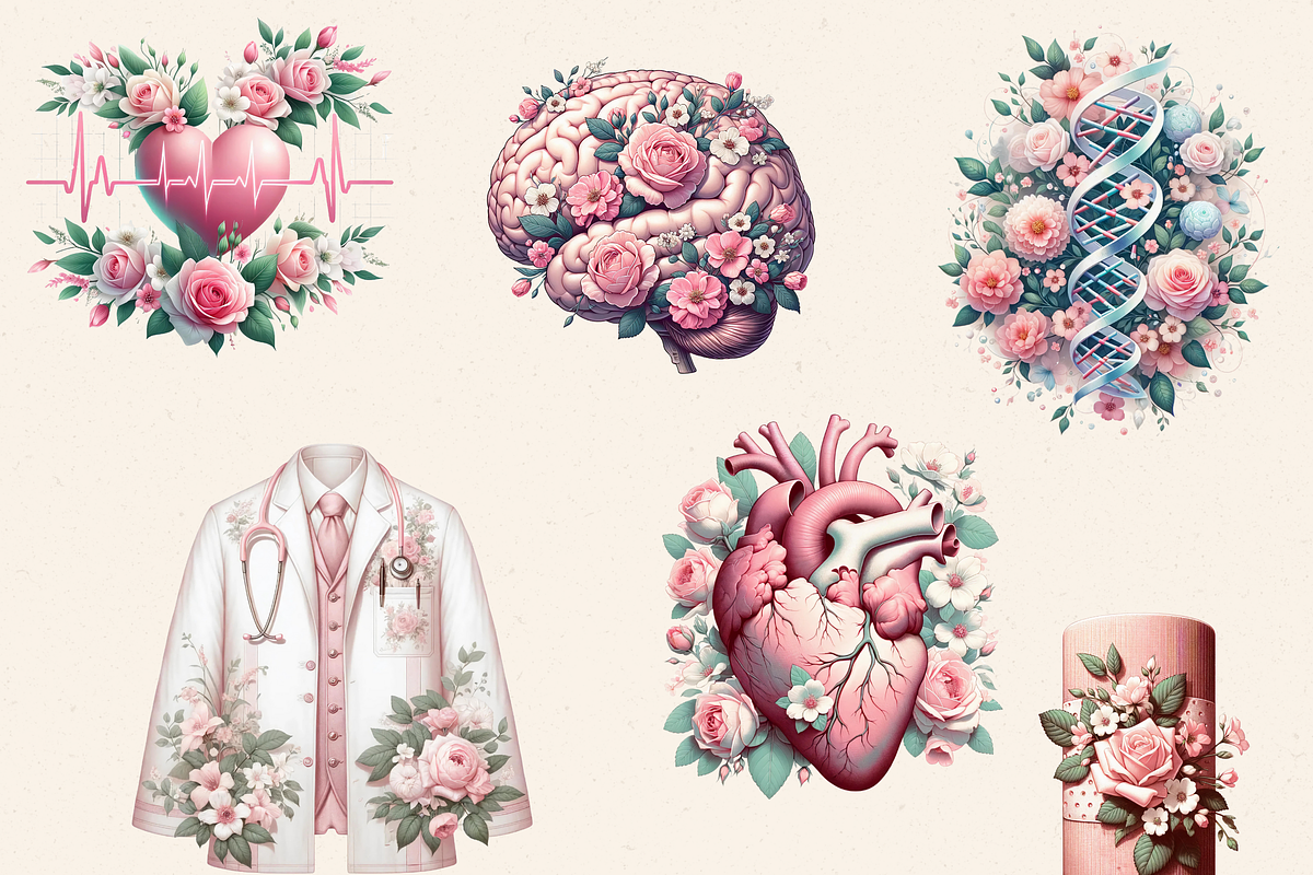 VINTAGE BLUSH PINK MEDICAL CLIPART, an Object Illustration by Daring Digies (Photo 4 of 8)