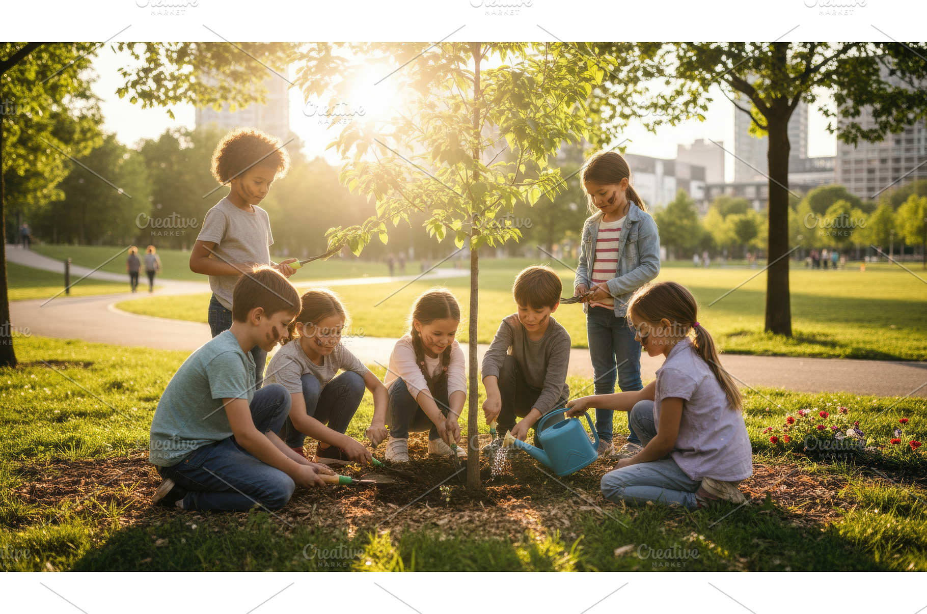 Children planting young tree in, a Nature Photo by Igor Tichonow