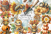 Watercolor Autumn Bees Garden PNG, an Illustration by Designking (Thumbnail 1 of 4)