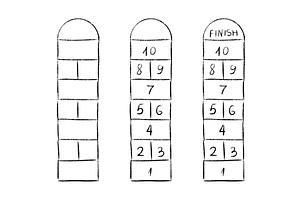 Hopscotch game grid with numbered, a Sport Illustration by YuliiaOsadcha