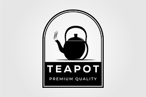 teapot and hot tea drink logo vector, an Illustration by Rizkaarishandy_shop