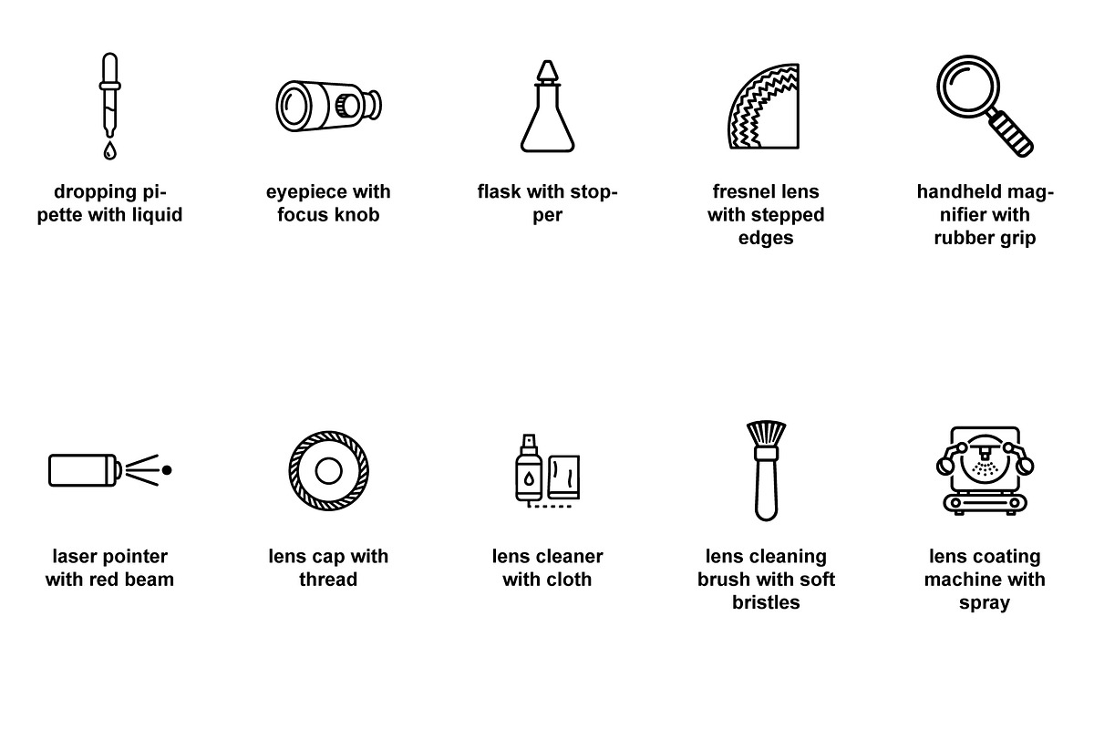 Optical laboratory Icon Set, an Outline Icon by Nurlan's shop (Photo 2 of 6)