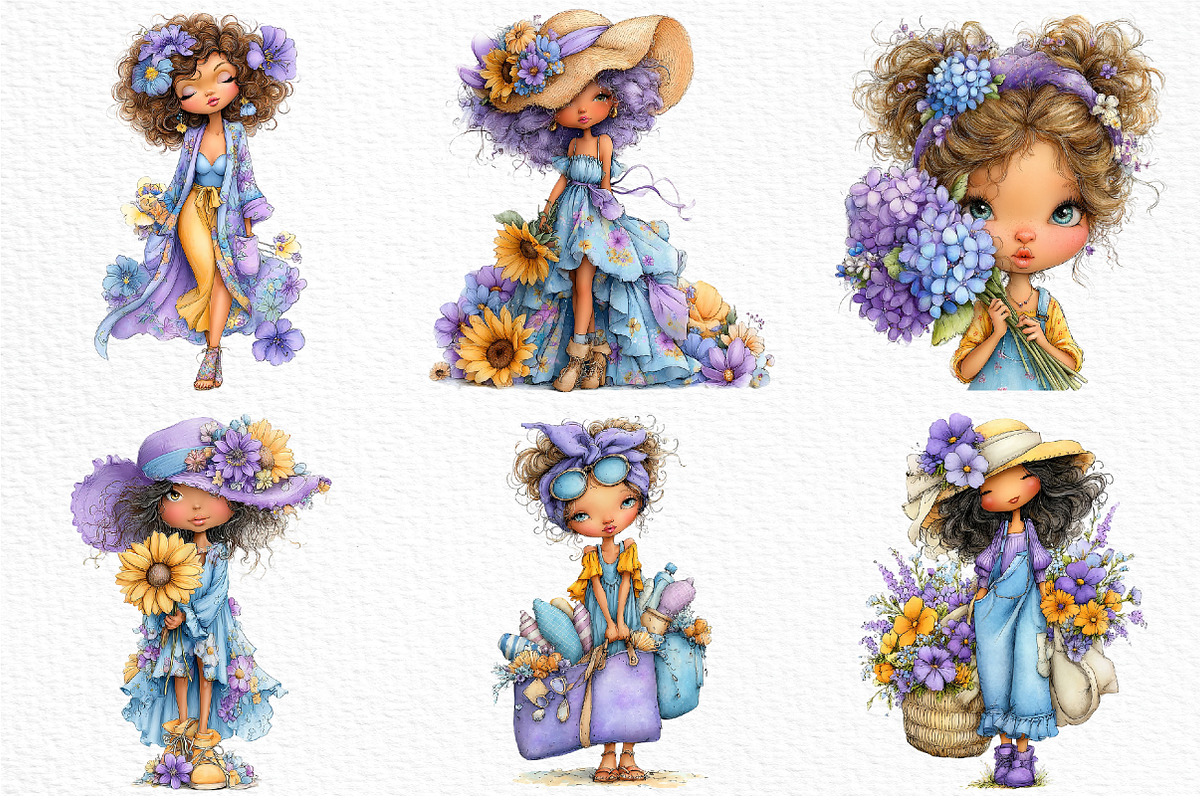 Whimsical Summer Woman Clipart, a Seasonal Illustration by Craft Nest (Photo 4 of 11)