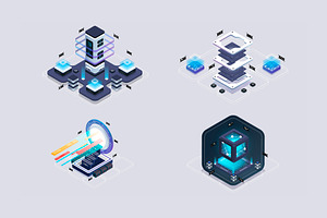 Set isometric illustrations for web.