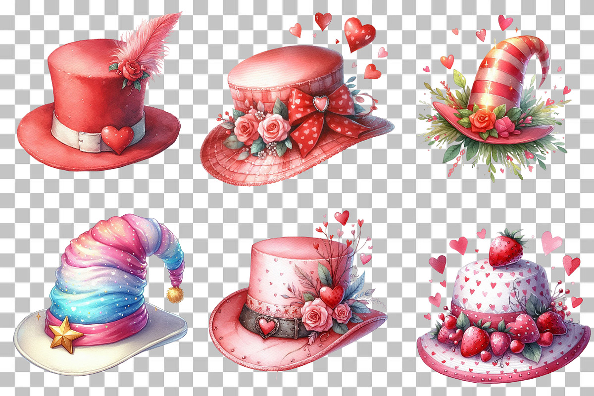 Valentine Day Hat Clipart, an Illustration by DreamCafeArt (Photo 3 of 6)
