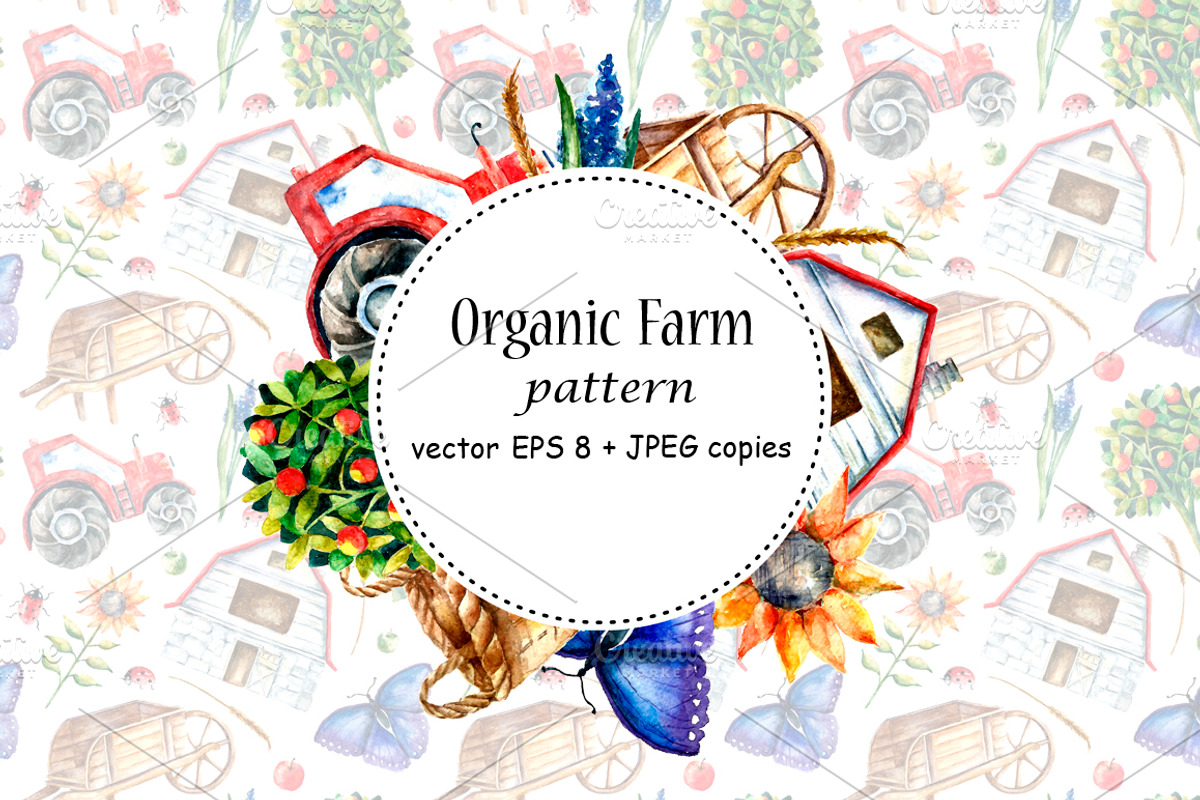 Watercolor Organic Farm, a Food Illustration by Vikeriya (Photo 7 of 7)
