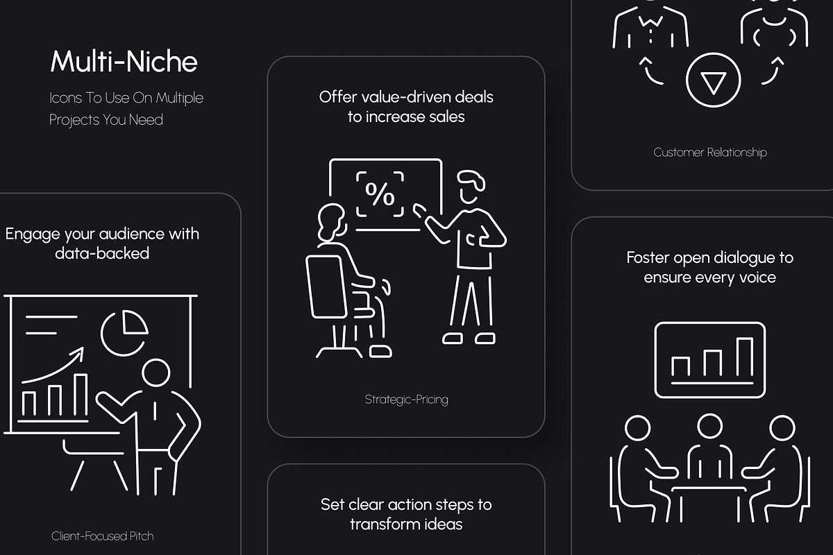 Sales Strategy Icons Set, an Outline Icon by Prosymbols (Photo 3 of 8)