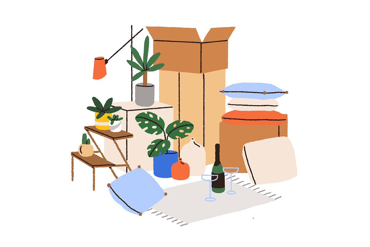 Cardboard boxes piles for moving set, an Object Illustration by Good Studio (Photo 6 of 7)