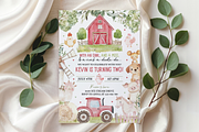 Farm Animals 2nd Birthday Invitation, a Templates & Theme by VeliusCreativeStudio (Thumbnail 3 of 3)