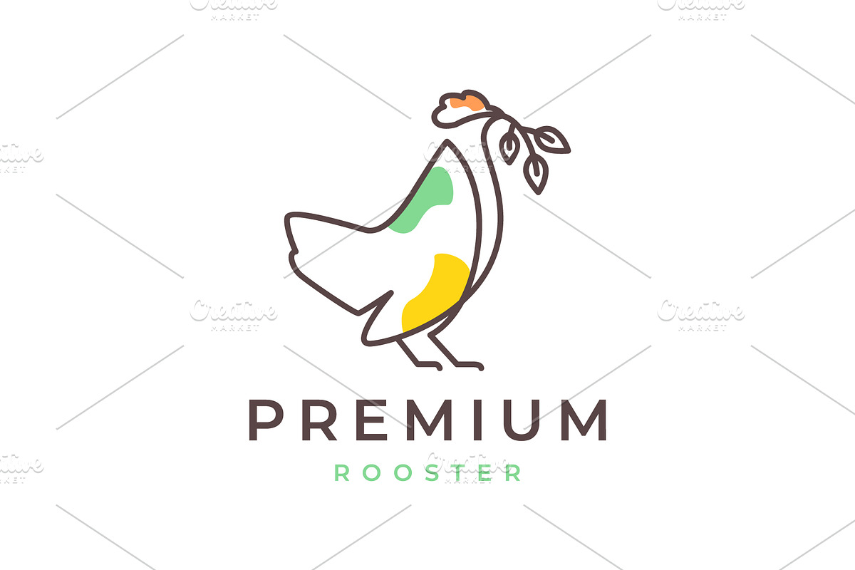 rooster poultry eating leaves logo, a Branding & Logo Template by devastd