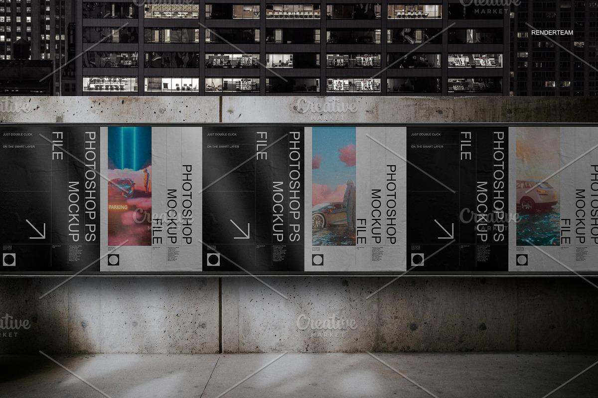 Posters and Billboard Mockup Set, an Advertising Mockup by Renderteam (Photo 6 of 12)