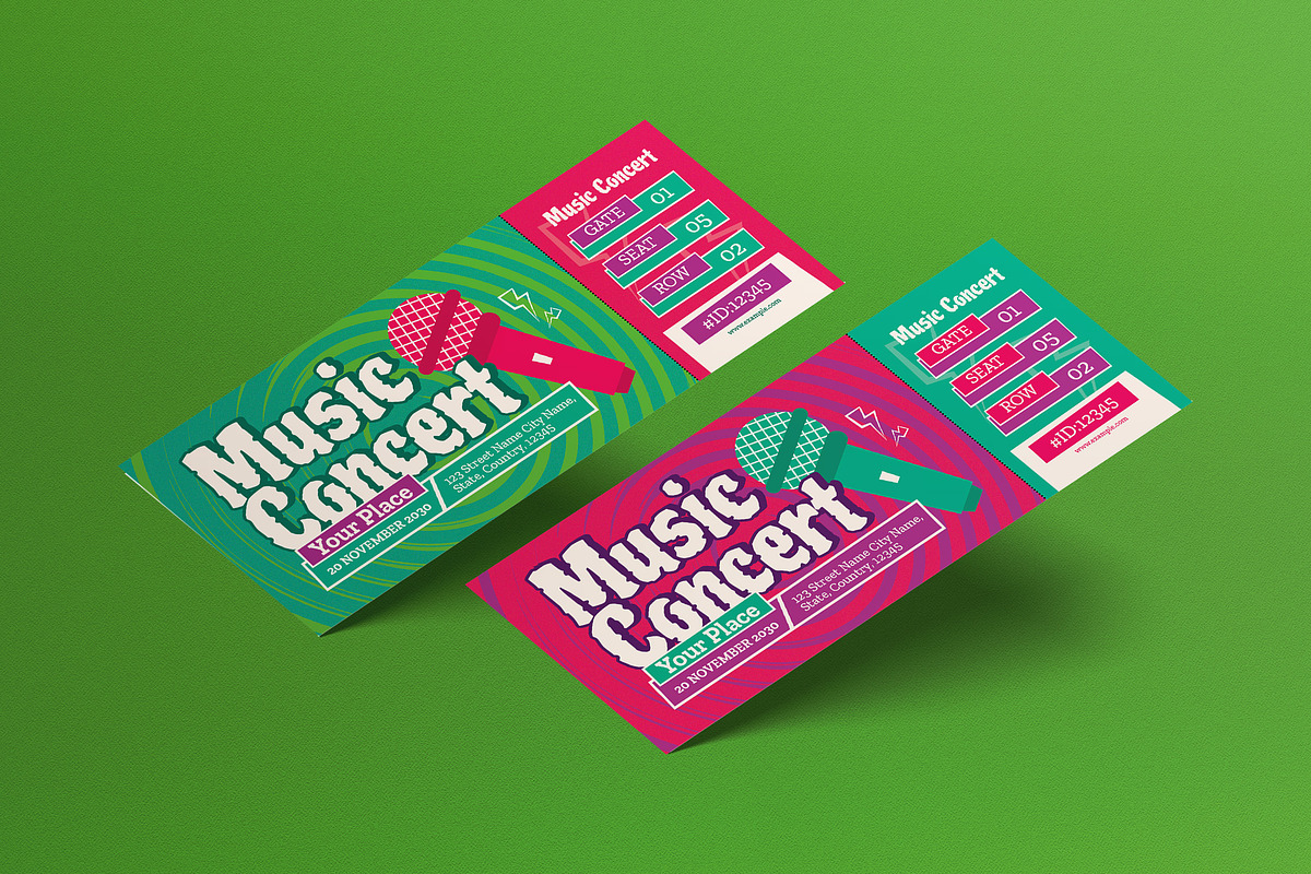 Music Concert Ticket, a Card Template by graphicook